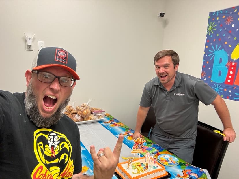 Trey and Daniel celebrating together