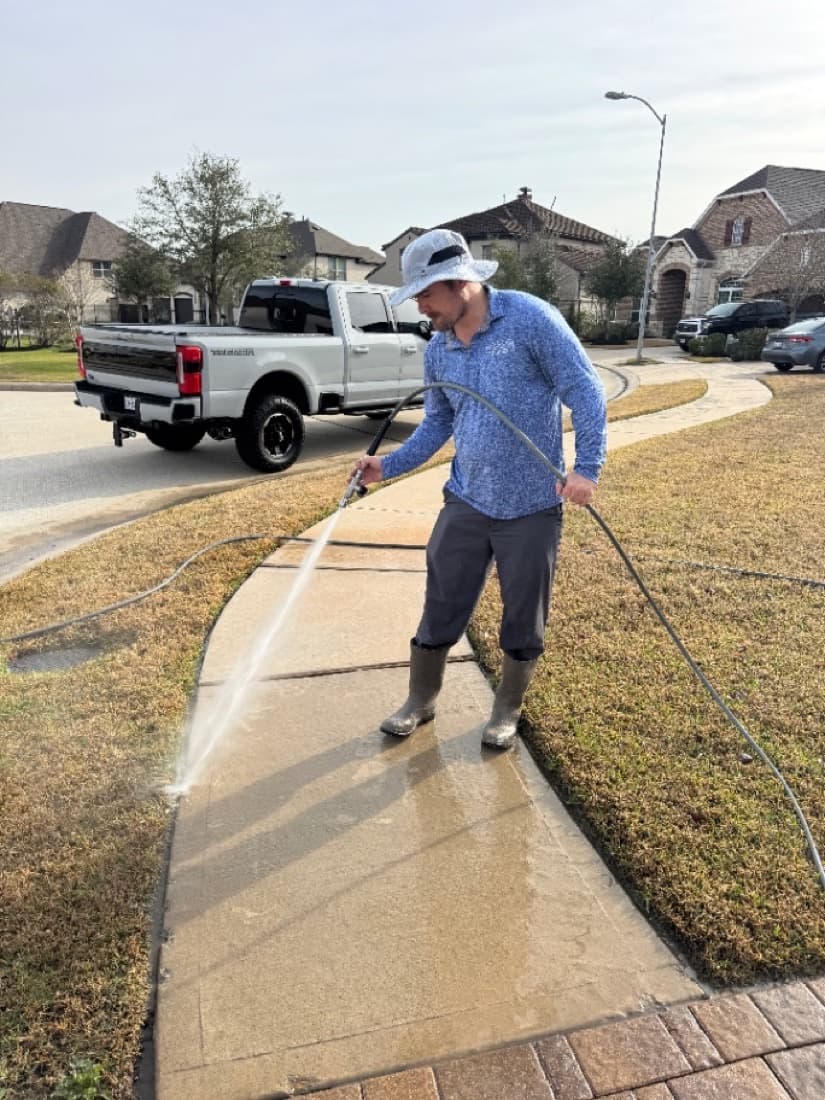 After a driveway pressure washing job